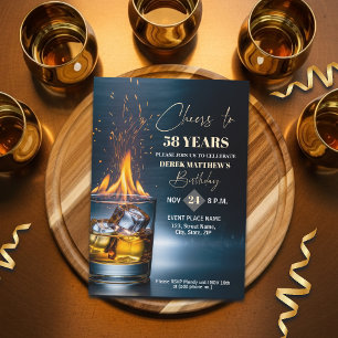 Gold Whiskey Thema Männer 58. Geburtstagsfeier Einladung