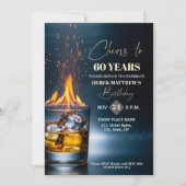 Gold Whiskey Thema Männer 60. Geburtstagsfeier Einladung (Vorderseite)