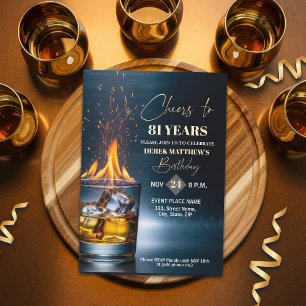Gold Whiskey Thema Männer 81. Geburtstagsfeier Einladung