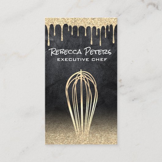 Gold Whisky | Gold Glitzer Tropfen Visitenkarte (Vorderseite)