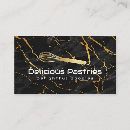 Gold Whisky-Logo | Schwarzer Marmor Visitenkarte (Vorderseite)