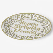 Gold/White 65th Random Number Pattern Pappteller (Schrägansicht)