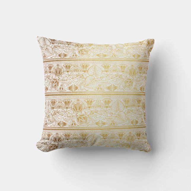 Gold & White Ägypten Print Glam Moderner Chic Kissen (Vorderseite)