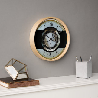 gold white and black modern clock uhr