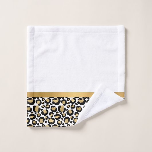 GOLD WHITE ANIMAL LEOPARD BADEZIMMER SET (Waschlappen)