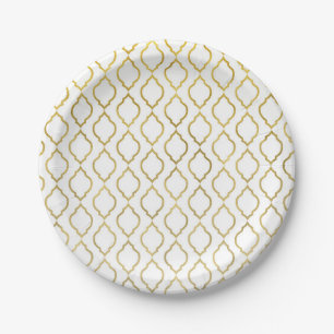 Gold & White Arabischer Marokkanischer Glam Party Pappteller