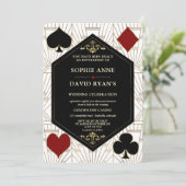 Gold White Art Deco Casino QR Code Gatsby Wedding  Einladung (Stehend Vorderseite)