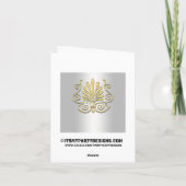 Gold White Art Deco Damask Vielen Dank Dankeskarte (Rückseite)