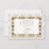 Gold White Art Deco Gatsby 20s Style Wedding RSVP (Vorderseite)