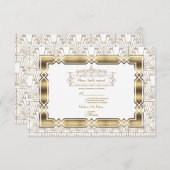 Gold White Art Deco Gatsby 20s Style Wedding RSVP (Vorne/Hinten)