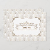 Gold White Art Deco Great Gatsby 1920s Vielen Dank Dankeskarte (Vorne/Hinten)