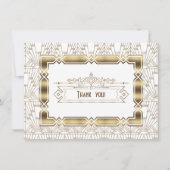 Gold White Art Deco Great Gatsby 1920s Vielen Dank Dankeskarte (Vorderseite)