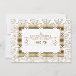Gold White Art Deco Great Gatsby 1920s Vielen Dank Dankeskarte