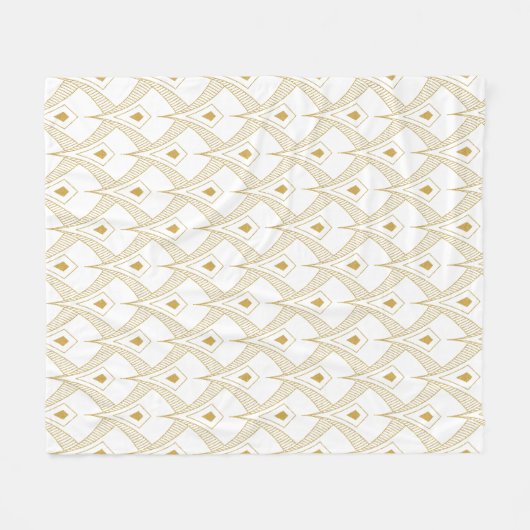 Gold & white art-deco seamless pattern 3 fleecedecke (Vorderseite (Horizontal))