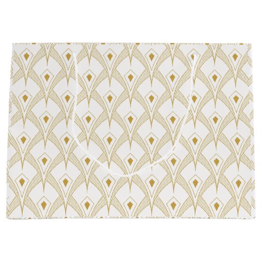 Gold & white art-deco seamless pattern 3 große geschenktüte (Vorderseite)