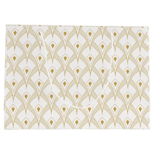 Gold & white art-deco seamless pattern 3 große geschenktüte (Rückseite)
