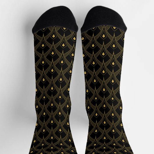 Gold & white art-deco seamless pattern 3 socken (Oben)