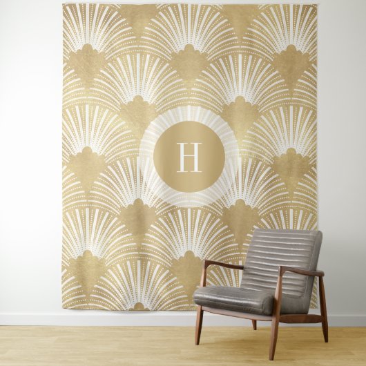 Gold & White Art-Deko Muster Nr.38 Wandteppich (Beispiel)