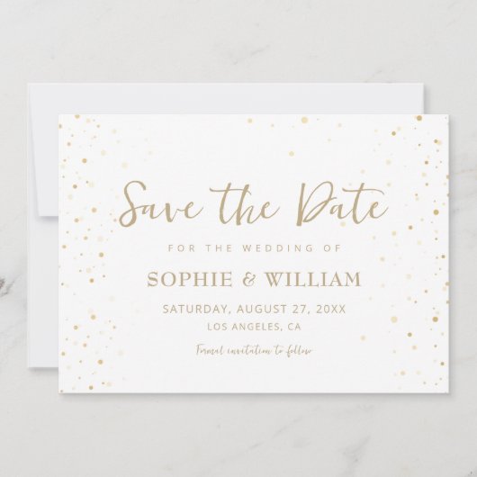 Gold & White Beautiful Elegante Hochzeit Save The Date (Vorderseite)