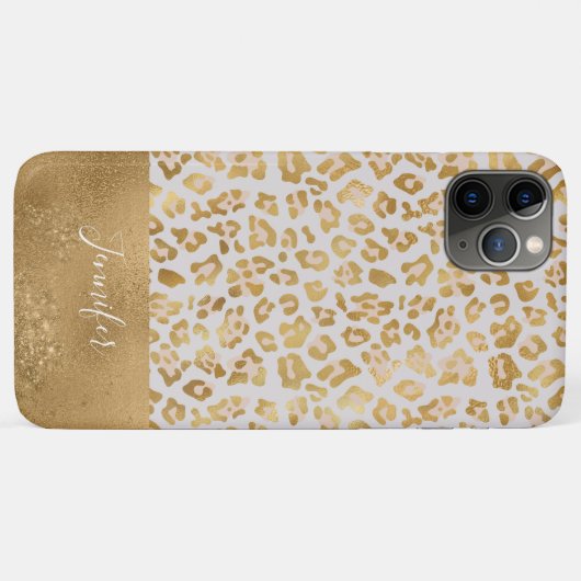 Gold White Bling Luxus Sparkle Leopard Print Case-Mate iPhone Hülle (Rückseite (Horizontal))