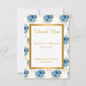 GOLD WHITE BLUE FLORAL Danke Karte (Vorderseite)