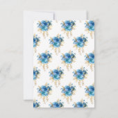 GOLD WHITE BLUE FLORAL Danke Karte (Rückseite)