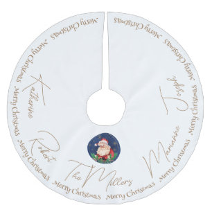 Gold White Blue Santa Classic Weihnachten Polyester Weihnachtsbaumdecke