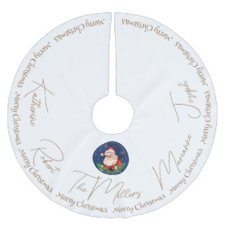 Gold White Blue Santa Classic Weihnachten Polyester Weihnachtsbaumdecke