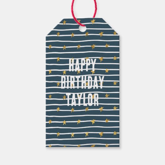 Gold White Blue US Flagge Geschenkanhänger (Vorderseite)