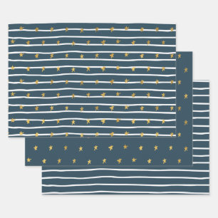 Gold White Blue US Flagge Geschenkpapier Set