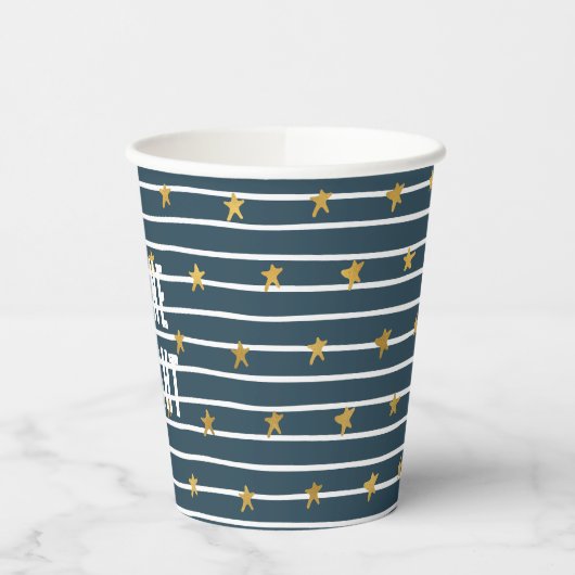 Gold White Blue US Flagge Pappbecher (Links)