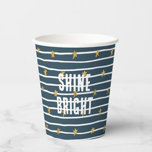 Gold White Blue US Flagge Pappbecher (Vorderseite)