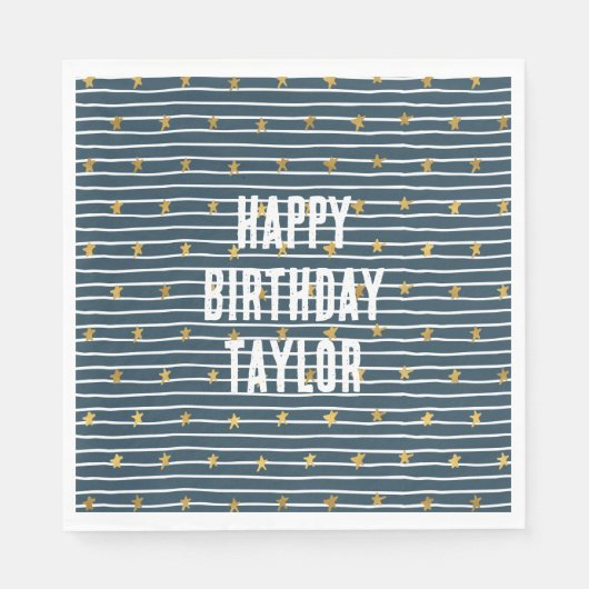 Gold White Blue US Flagge Serviette (Vorderseite)