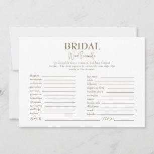 Gold & White Brautparty Word Scramble Game Einladung