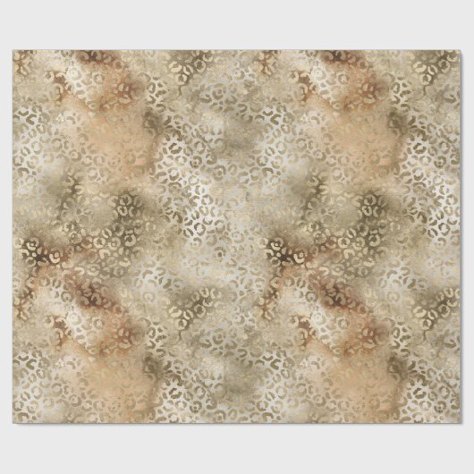 Gold White Brown Leopard Print Geschenkpapier (Flach)