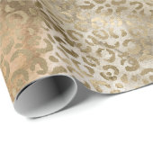 Gold White Brown Leopard Print Geschenkpapier (Rolleneckpunkt)