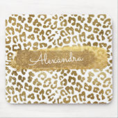 Gold & White Cheetah Print mit Gold Glitzer Mousepad (Vorne)