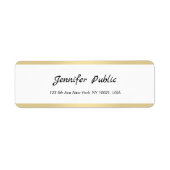 Gold White Chic Handschrift Einfache Rücksendeadre (Vorne)