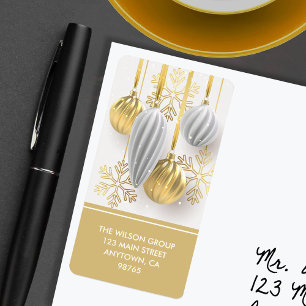 Gold White Christmas Ornaments Rücksendeadresse Adressaufkleber