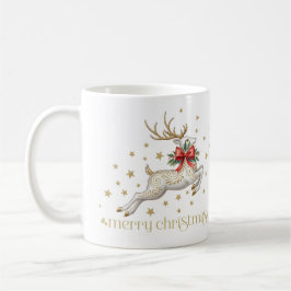 Gold White Christmas Reindeer Kaffeetasse