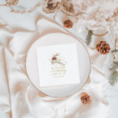 Gold White Christmas Reindeer Serviette