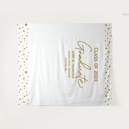 Gold White Class 2024 Abschluss Wandteppich (Vorderseite (Horizontal))