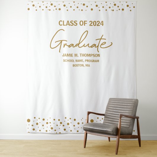 Gold White Class 2024 Abschluss Wandteppich (Beispiel)