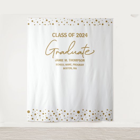 Gold White Class 2024 Abschluss Wandteppich (Vorderseite)