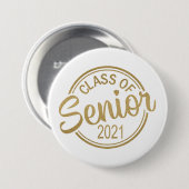 Gold White Class of 2021 Senior Abschluss Button (Vorne & Hinten)