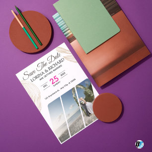 Gold & White Classic Elegante Save the Date Card Dankeskarte