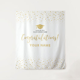 Gold & White Confetti | ABSCHLUSS Wandteppich