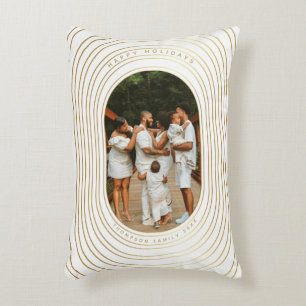 Gold White Custom Foto Family Weihnachten Dekokissen