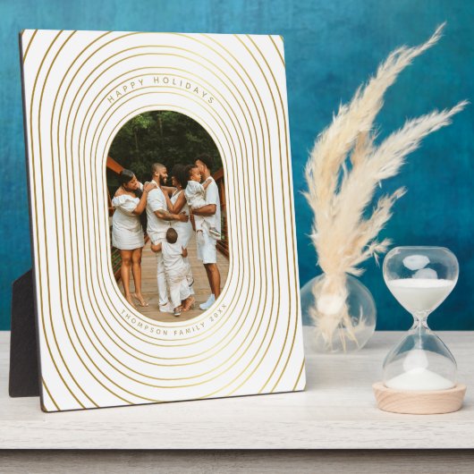 Gold White Custom Foto Family Weihnachten Fotoplatte (Seite)