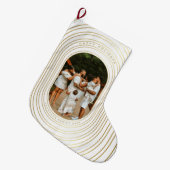 Gold White Custom Foto Family Weihnachten Großer Weihnachtsstrumpf (Vorderansicht (hängend))
